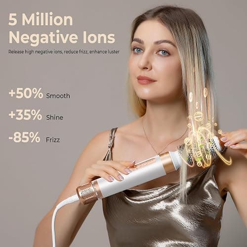 Blow Dryer Brush 7 in ONE，Autowrap Curling Wand, 110,000 RPM High-Speed Negative Ionic Hair Dryer with Diffuser Concentrator, Round Brush Blow Dryer Air Styler, Volumizing Hair Styling Tools thumbnail 8