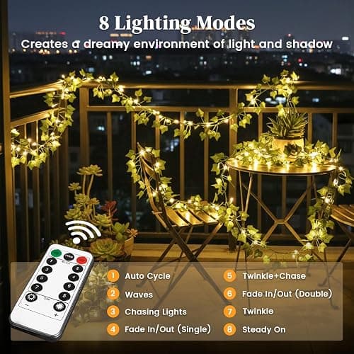 DomeStar Vines with Light for Bedroom, 40Ft 120 LED Fairy Lights with Vines, Curtain String Lights with Remote for Dorm, Wedding, Party, Wall, Indoor, Outdoor Holiday Home Decor thumbnail 6