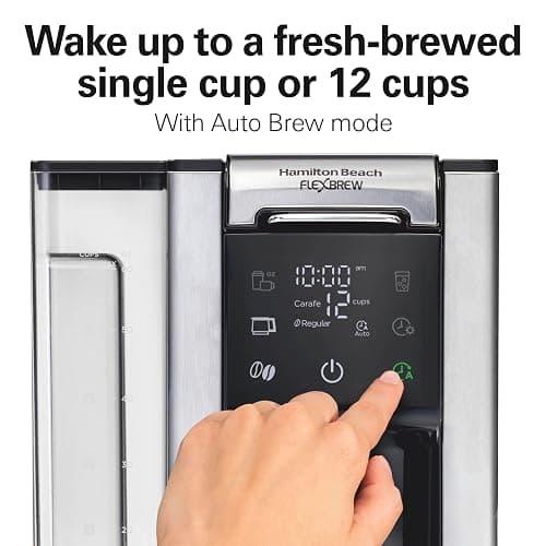 Hamilton Beach FlexBrew Advanced 5-in-1 Programmable 12 Cup Drip and Single Serve Hot & Iced Coffee Maker with Movable 60 oz. Water Reservoir, Use Pod Packs and Grounds, Fast Brewing, Black (49924) thumbnail 4