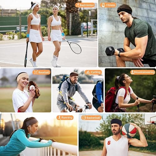 DiyJibb Headbands for Women, Stretchy Non Slip Soft Cotton Cloth Hair Bands for Sports, Workout, Yoga and Running, 7pcs thumbnail 4