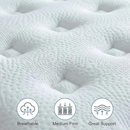 Naruchu Queen Mattress, 12 Inch Queen Size Hybrid Mattresses with Memory Foam and Individual Pocket Spring for Motion Isolation, Pressure Relief, Medium Firm Mattress in a Box, 60 * 80 * 12 thumbnail 5