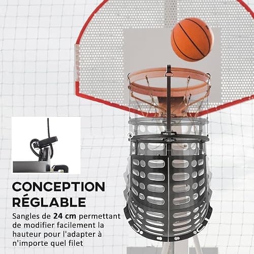 SPORTNOW Retour de Ballon de Basket-Ball, système de renvoi du Ballon de Basket, Rotation à 360°, Hauteur réglable, avec Crochets détachables, Noir thumbnail 5