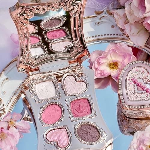 Flower Knows Bunny Garden 6-Color Makeup Palette, Berry Pink | 2 Matte, 2 Shimmer and 2 Satin Shades, Smooth Blendable Powder Formula, Gift-Ready Collectible Compact (03 Ruby Berry) thumbnail 6