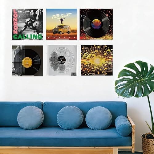 6 Pack Vinyl Record Holder, Acrylic Album Vinyl Holder, Clear CD Shelf, Photo/Picture/Record Shelves in Bedroom, Living Room Album Display (Clear) thumbnail 2