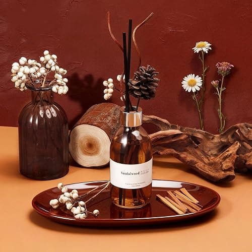 Clesh Reed Diffuser Set, 6.7 oz Sandalwood Scented Diffuser with Sticks, Home Fragrance Reed Diffuser for Bathroom Shelf Decor thumbnail 2