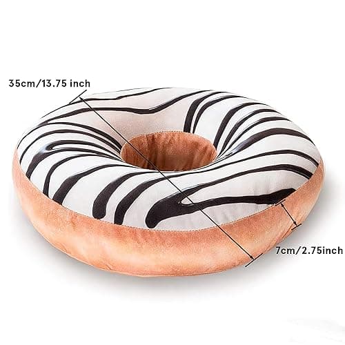 HYSEAS Round Throw Pillow 14 Inch Chocolate White Donut, 3D Digital Print Decorative Soft Food Shaped Pillow, Light Weight Seat Cushion for Couch, Chair, Floor, Sofa, 2 Pack thumbnail 4