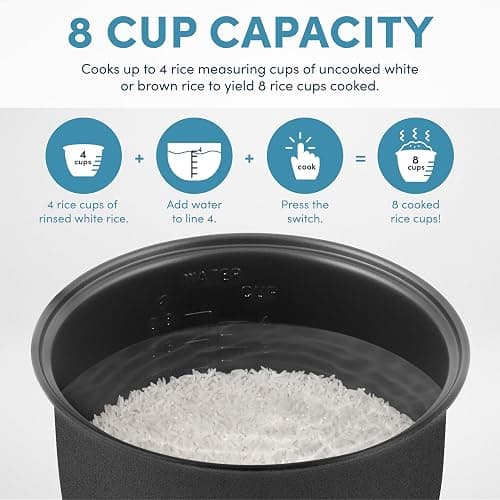 AROMA Digital Rice Cooker, 4-Cup (Uncooked) / 8-Cup (Cooked), Steamer, Grain Cooker, Multicooker, 2 Qt, Stainless Steel Exterior, ARC-914SBD thumbnail 6