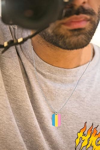 COLDDOX Progress Pride Dog Tags Pendant Rainbow Pride Gift LGBT Necklace - Pansexual Pride thumbnail 6