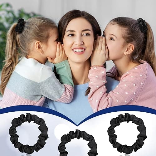 WILLBOND 30 Pcs Black Satin Scrunchies Small Silk Hair Ties Bulk for Women Skinny Thin Ponytail Holders No Crease Mini Hair Band for Thick Curly Pony Tails Wrist Decor thumbnail 7