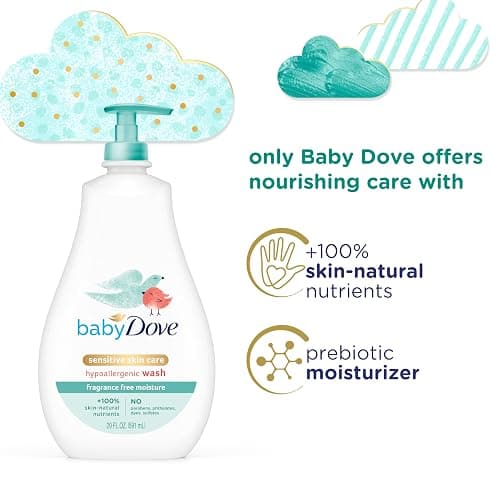 Baby Dove Sensitive Skin Care Baby Wash For Bath Time, Moisture Fragrance Free and Hypoallergenic, Washes Away Bacteria 20 oz - Unscented - 20 Fl Oz (Pack of 1) thumbnail 4