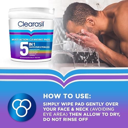 Clearasil 5-in-1 Ultra Cleansing Salicylic Acid Pads, Face Exfoliating for Acne Prone Skin, Unblock Pores, Reduces Blackheads, Pimples & Excess Oil, Everyday Spot Prevention, Pack of 65 thumbnail 5
