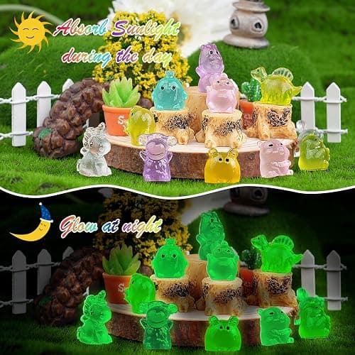 200pcs Multicolor Mini Resin Animals Luminous Tiny Ducks Figures for Micro Fairy Garden Accessories Micro Landscape Ornaments DIY Mini Garden Outdoor Decor Dinosaur Rabbit Flamingo Owls Ocean Animal thumbnail 4