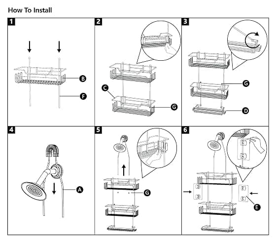 SWTYMIKI Shower Caddy Hanging - Extended Length 3 Tier Rustproof Shower Organizer Hanging, No Drilling Shower Shelves with 16 Hooks & Soap Holder, Anti-Swing Rack, Black thumbnail 9
