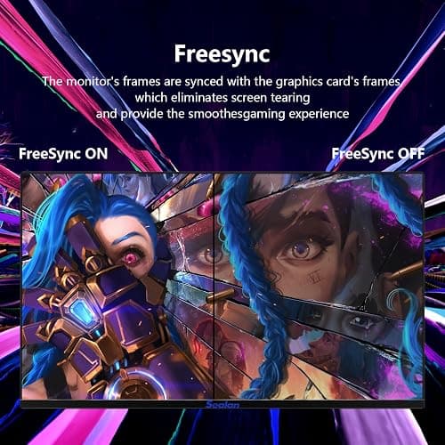 Sealan 24 Inch Curved Gaming Monitor 180hz Full HD 1080P Frameless AMD FreeSync Eye Care DisplayPort HDMI Wall Mountable 250cd/m² Brightness 99% sRGB AMD FreeSync Flicker-Free Blue Light Filter thumbnail 6