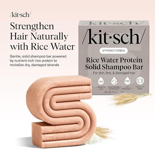 Kitsch Rice Water Shampoo Bar for Hair Growth – Strengthening Hair Shampoo for Men and Women – Reduce Breakage, Boosts Shine – Paraben, Silicone & Sulfate-Free, Vegan Hair Care - 3.2 oz thumbnail 2