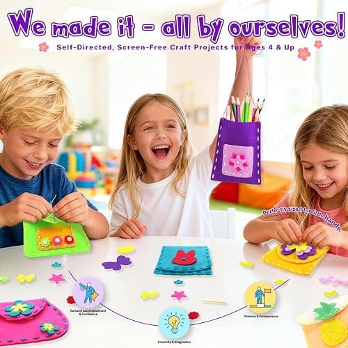 IROLEHOME Sew Your Own Purses 6 Pcs Sewing Kit for Kids Sewing Bag for Beginners, Birthday Gifts for Girls Boys thumbnail 6