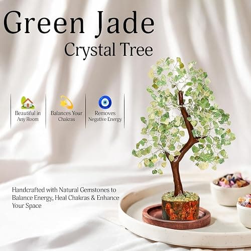 YATSKIA Green Jade Crystal Tree | Feng Shui Tree | Healing Crystals | Bookshelf Decor | Bedroom Decor for Women | Crystal Gifts | Birthday Gifts for Women | 10 Inch thumbnail 5