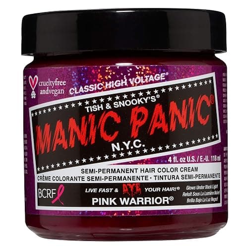 Manic Panic Semi Permanent Pink Warrior Hair Dye, 4 oz | Medium Pink, Cool Undertones, Berry Tones on Dark Hair, Vegan, Ammonia-Free & Cruelty-Free, Lasts 4-6 Weeks, Developer-Free - Image 1