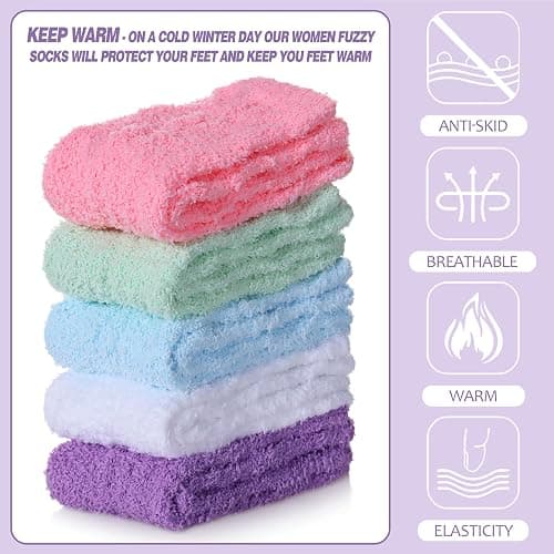NOCIN COLOR Womens Fuzzy Socks Cozy Fluffy Slipper Soft Winter Warm Home Sleeping Christmas Socks thumbnail 5