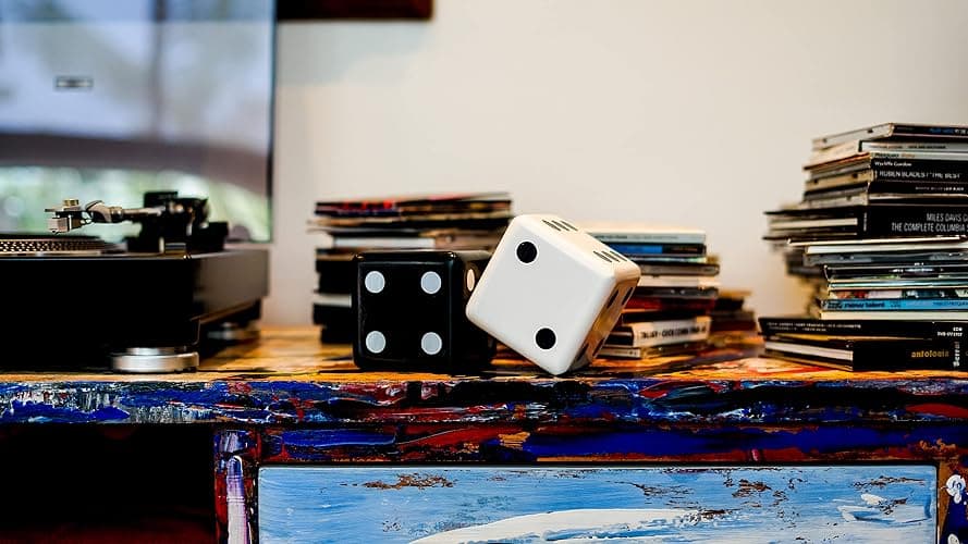 Olivia Martini Jumbo Dice Decor, Set of 2, Natural Wood Decorations with Black and White Colors, Trendy Home Interior Centerpieces for Tables, Mantles, and Shelves thumbnail 5