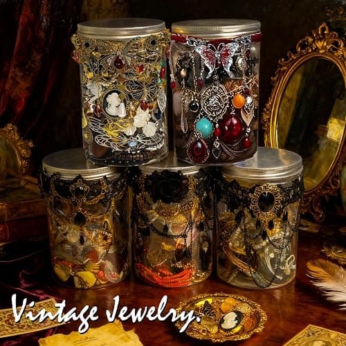 SMUOBT Mystery Jewelry Jar Box Set, Gothic Surprise Gift for Women | Gothic Vintage Jewelry Assortment, Includes Necklace/Earrings/Rings/Bracelet/Keychain, Surprise Mix, Ideal for Birthday thumbnail 2