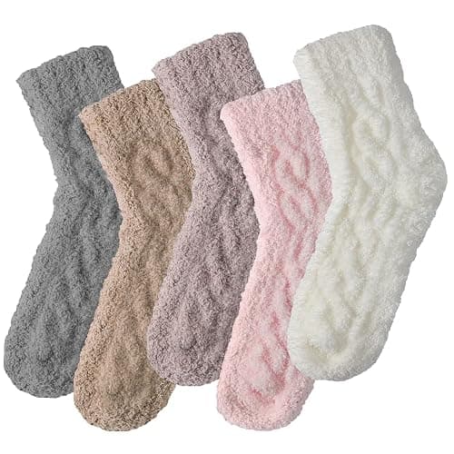 Simannie Fluffy Socks Womens - Fluffy Socks 4-7 5 Pairs, Soft Cozy Fuzzy Sock for Women, Winter Thick Warm Sleeping Sock - Image 1