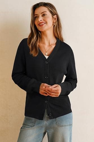 Arach&Cloz Women's Wool Blend Business Casual Fall Cardigan Sweaters Tops | Lightweight & Breathable, Long Sleeves, V-Neck, Button Down, Business Casual Outfits, Teacher's Wear, Fall Clothes thumbnail 3