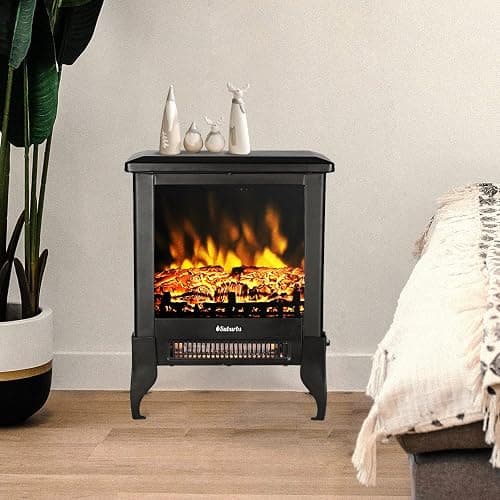 TURBRO Suburbs TS17 Compact Electric Fireplace Stove, 18” Freestanding Stove Heater with Realistic Flame - CSA Certified - Overheating Safety Protection - for Small Spaces - 1400W thumbnail 9