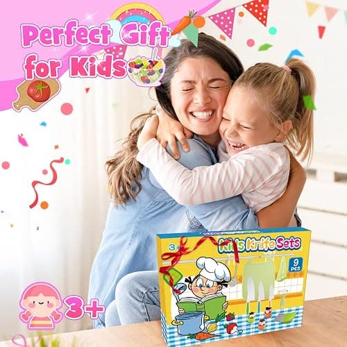 9 Pcs Kids Safe Knife Set for Real Cooking, Kids Kitchen Knife Set with Cutting Board,Crinkle Cutter,Sandwich Cutter, Montessori Kitchen Tools for Toddlers Kid 3-10 Years Old Girl Boy Birthday Gifts thumbnail 7
