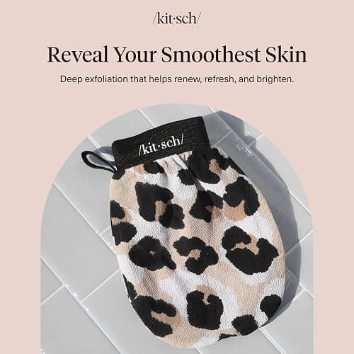 Kitsch Exfoliating Glove – Korean Exfoliating Mitt & Deep Exfoliating Body Scrubber for Shower, Bath | Body Exfoliator, Dead Skin Remover | Skin Care for Smooth, Renewed Skin - 1pc, Leopard thumbnail 8