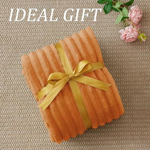 BEDELITE Ribbed Fleece Fall Throw Blanket, Burnt Orange, 50"x60" | Soft Cozy Blanket, 3D Ribbed Design, Autumn Home Decor Accent, Lightweight Throw for Couch, Bed, Halloween & Thanksgiving thumbnail 7