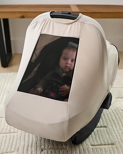 Skip Hop All Seasons Baby Car Seat Cover 4 in 1 Universal Fit with UPF40+ Sunshade and Water Resistant Fabric Oat - All Season Car Seat Cover - Oat thumbnail 2