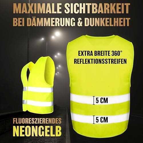 HELDENWERK Auto Warnweste 2er Set für Erwachsene europaweit einsetzbar - Reflektierende Warnwesten 2026 - PKW Sicherheitsweste, Pannenweste, KFZ Weste thumbnail 2