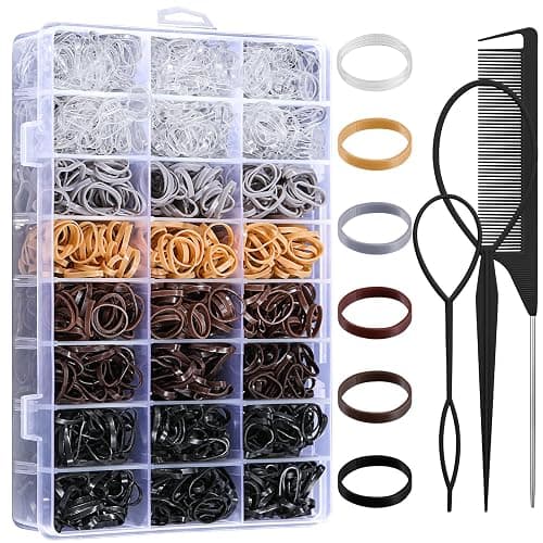 Auroray 2200 Pcs Elastic Hair Ties, 6 Natural Colors Mini Rubber Bands with Hair Tail Tools and Comb, Hair Accessories for Women, Girls, Toddlers, Babies - Image 1