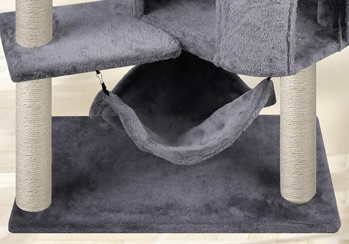 YUNIQUE Cat Tree with Cat Condo and Big Hammock, Grey thumbnail 6