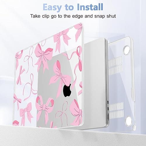 May Chen Compatible with M4 MacBook Air 15 Inch Case 2025 2024 2023 A3241 A3114 A2941 M3 M2 with Liquid Retina Display & Touch ID, Protective Plastic Hard Shell Cover - Pink Bows thumbnail 9