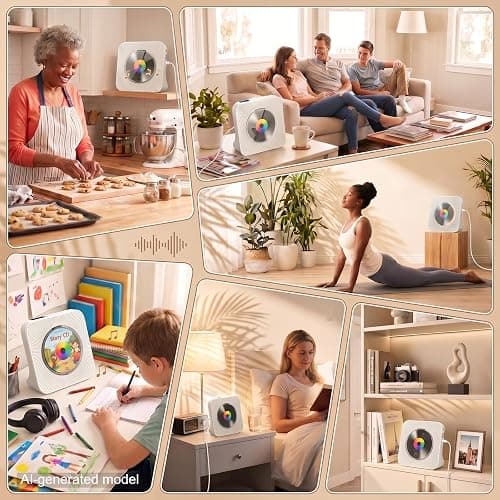 Gueray CD Player Portable Bluetooth Desktop CD Players for Home | Portable CD Player with Bluetooth with Timer Built-in HiFi Speakers with LCD Screen Display Boombox FM Radio USB Type-C thumbnail 7