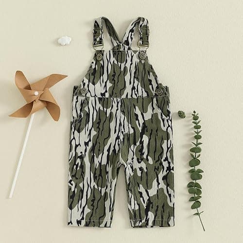 YOKJZJD Newborn Toddler Baby Boy Duck Deer Hunting Corduroy Suspender Pants Bib Overalls Little Hunter Fall Winter Outfits thumbnail 4