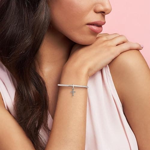 PANDORA Sparkling Cross Dangle Charm - Faith Symbol Design with Cubic Zirconia Stones - Hand-Finished - Jewelry for Her with Gift Box - Compatible with Moments & ME Charm Bracelets - Sterling Silver thumbnail 3