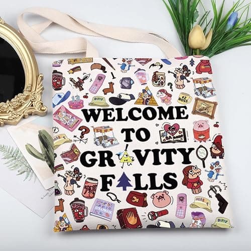 KUIYAI Cartoon Merchandise Tote Bag Mabel And Dipper Fans Gift Bill Gift Mystery Shack Canvas Bag (WelcomeGFallsTS-US) thumbnail 3