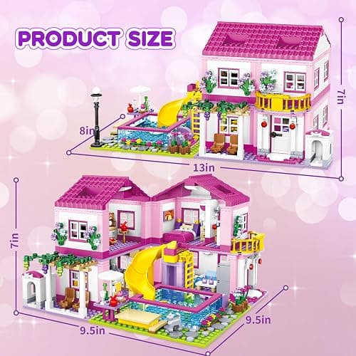 Pink Girls Summer Villa Friends Building Set Compatible with Friends Construction Educational Toy for Kids Age 8-12 and Up 1018 PCS thumbnail 3