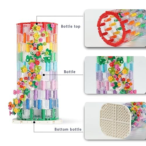 HI-REEKE Vase Building Set for Flowers Bouquet 10280 10313, Transparent Vase Flower Display Stand Building Block Kit for Women Adult thumbnail 4