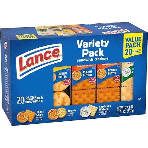Lance Sandwich Crackers, Variety Pack, 3 Flavors, 20 Individually Wrapped Packs, 6 Sandwiches Each thumbnail 10