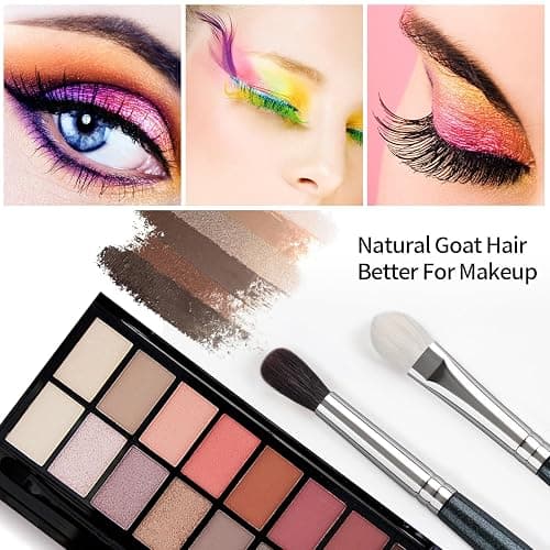EVRCHGIEA Natural Goat Hair Eye Makeup Brush Set, 6 Pcs Professional Blending Eyeshadow Makeup Brushes for Concealer Eyebrows Eyeliner, Soft Hairs & Wood Handle… (blue 6pcs) thumbnail 6