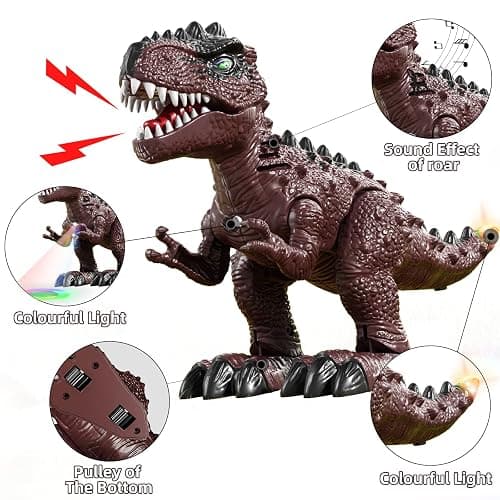 TEMI 3 Pack Electrical Walking Dinosaur Toys for Toddlers 3-4 3-5 Years with Sound and Light Up, Toddler Robot Dinosaur, Brachiosaurus, Stegosaurus Dinosaur Figures for Kids thumbnail 3