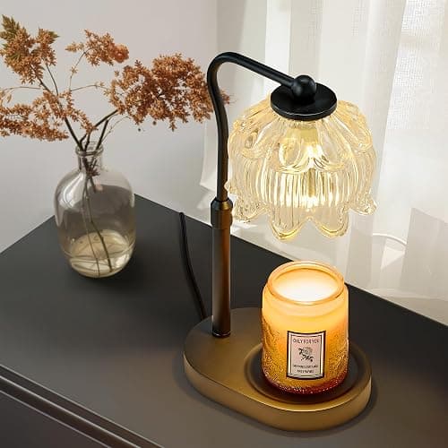 CASTLELIFE Candle Warmer Lamp with Timer & Stepless Dimming, Height Adjustable Electric Wax Warmer for Jar Candles, Flower Wax Melter with Wood Base, Gifts for Women Home Decor, Black Wood thumbnail 6