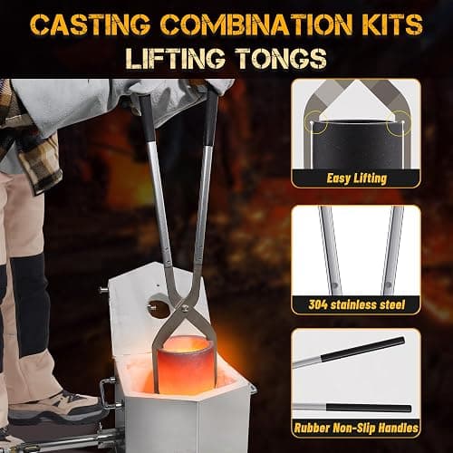 CANALHOUT 9KG/19.5lbs Propane Melting Furnace Kit with Two Tongs and Crucible, All New Kiln Metal Foundry Furnace Smelting Gold Silver Copper Aluminum, Metal Recycle Home Smelting Casting Tool thumbnail 2