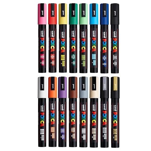 Posca Exclusive 5M Paint Markers Gift Set of 16 with Carrying Case, Great for Kids and Adults, Acrylic Art Markers for Coloring Decorations, Canvas, Wood, Glass and Metal thumbnail 2