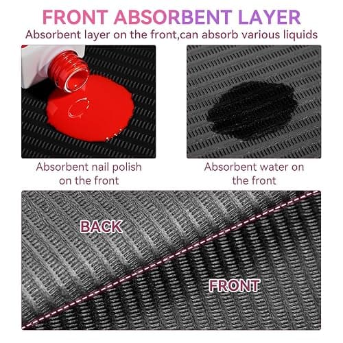 Makartt Disposable Nail Mats: 20 Pcs Foldable 3 Ply Waterproof Nail Art Table Mats, 13 x 18 in Absorbent Manicure Desk Pads for Salon Manicure Tattoo, Black thumbnail 2