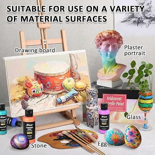 24 Color Iridescent Acrylic Paint 60mL - Superior Coverage, Blendable, Fast Drying Versatile Craft Paint for Canvas, Wood, Rock, Fabric & Holiday Decor thumbnail 4